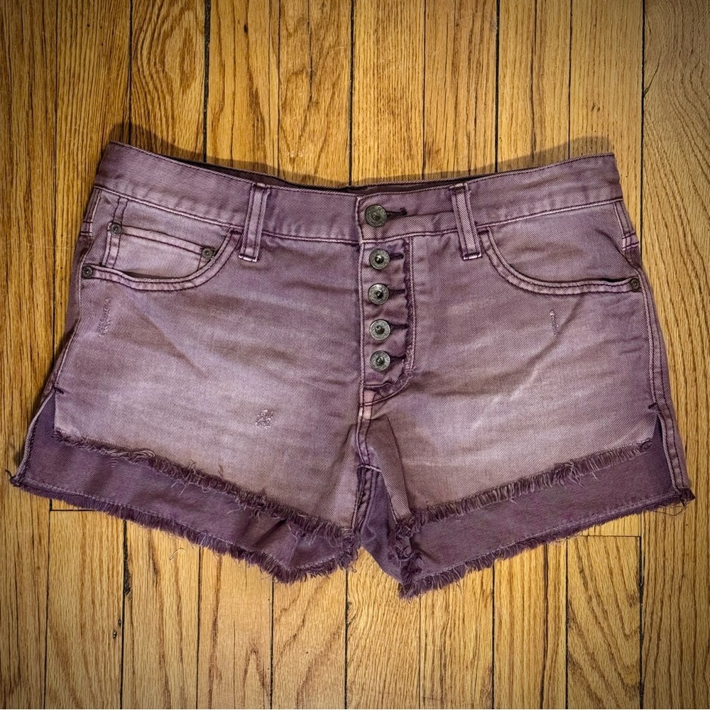 Free People Runaway Cutoffs Cut Off Denim Shorts 26 Purple